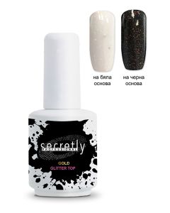 Топ Гел Лак SECRETLY Gold Glitter Top Coat 15 мл.
