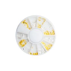 Cutie cu decorațiuni  SECRETLY - 3D aurii argintiii Set 12 Nail Art