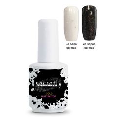 Топ Гел Лак SECRETLY Gold Glitter Top Coat 15 мл.